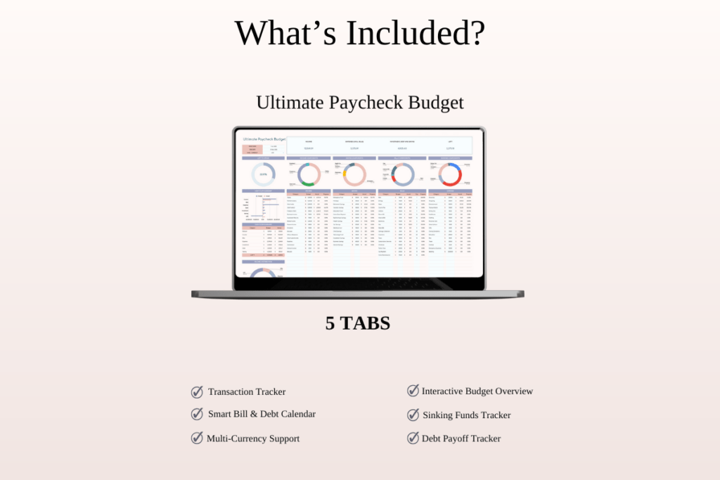 Paycheck budgeting spreadsheet templates for Excel and Google Sheets toolkit preview 2