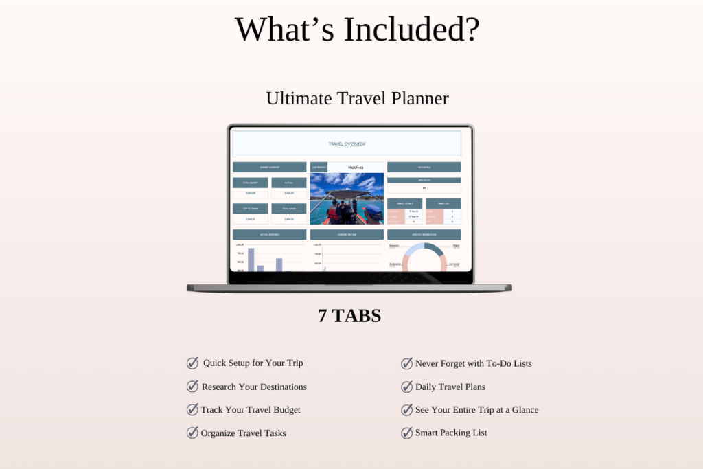 Life organizer spreadsheet bundle in Excel and Google Sheets with budget, debt, travel planners preview 4