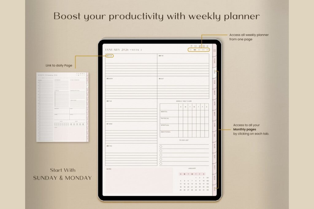 Minimal digital budget planner for GoodNotes with hyperlinked finance pages preview 4
