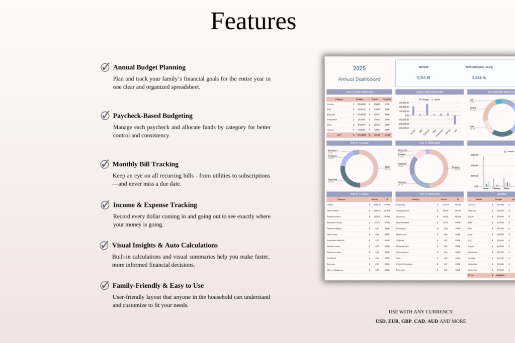 Family finance toolkit budget templates for Excel and Google Sheets preview 1
