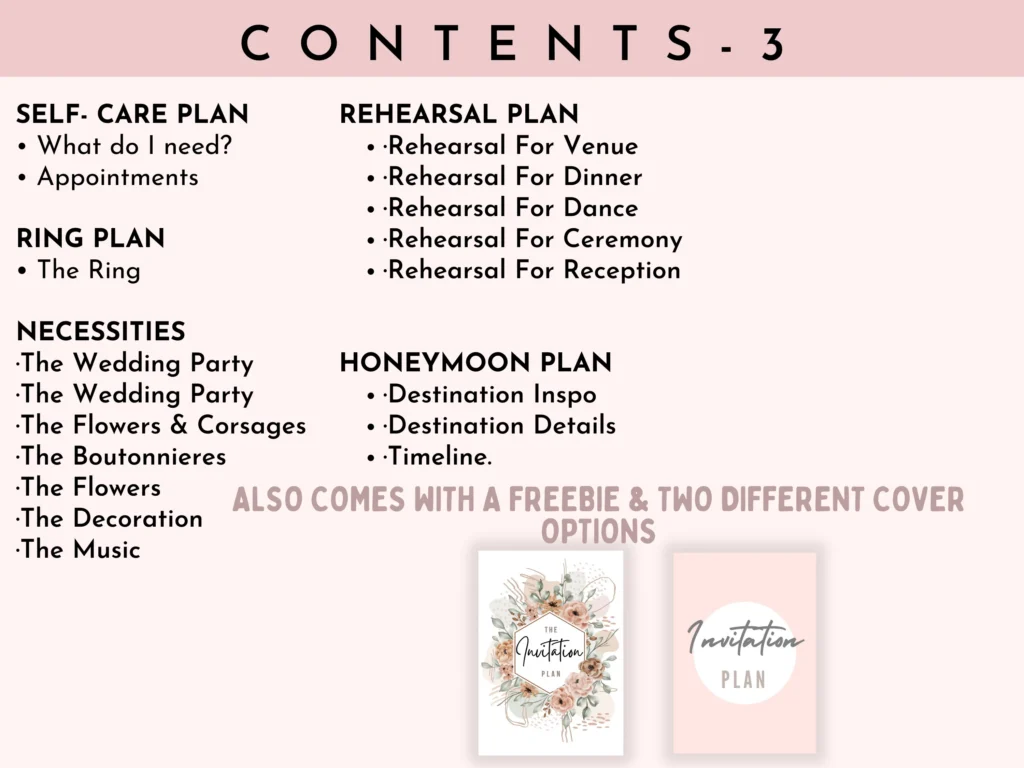 Printable wedding planner binder with checklists, budgets, vendors and seating charts preview 1