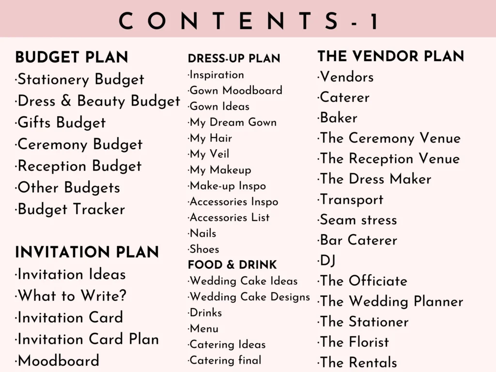 Printable wedding planner binder with checklists, budgets, vendors and seating charts preview 2