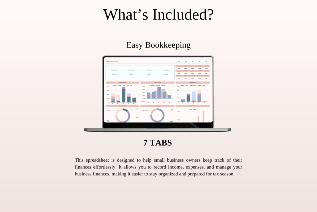 Small business bookkeeping and finance spreadsheet bundle for Excel and Google Sheets preview 4