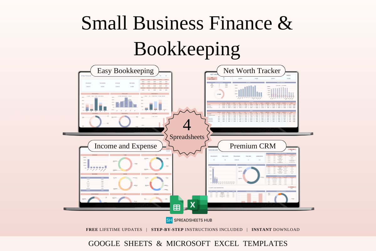 Small Business Finance & Bookkeeping Spreadsheet Bundle (Excel & Google Sheets)