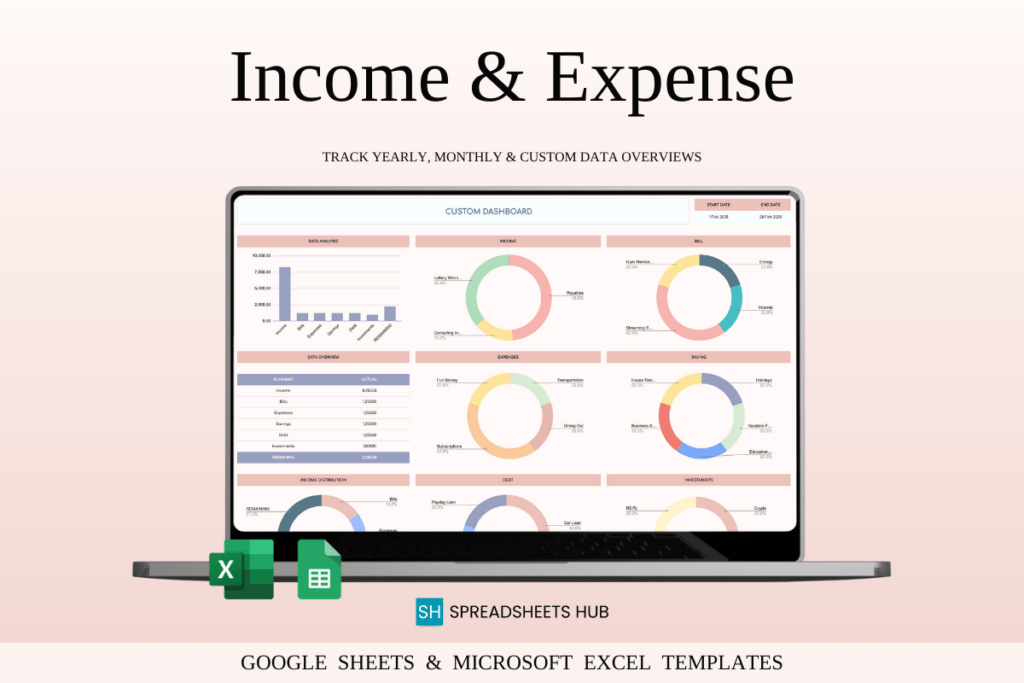 Small business bookkeeping and finance spreadsheet bundle for Excel and Google Sheets preview 1