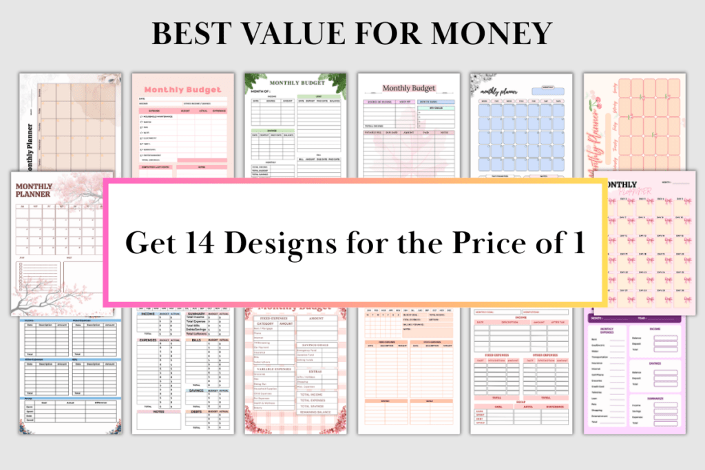 Printable budget planner bundle with 14 designs in four paper sizes preview 5