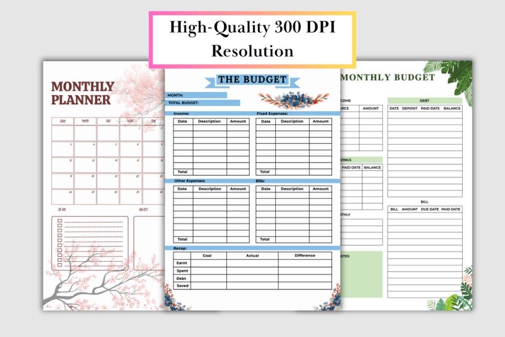 Printable budget planner bundle with 14 designs in four paper sizes preview 3