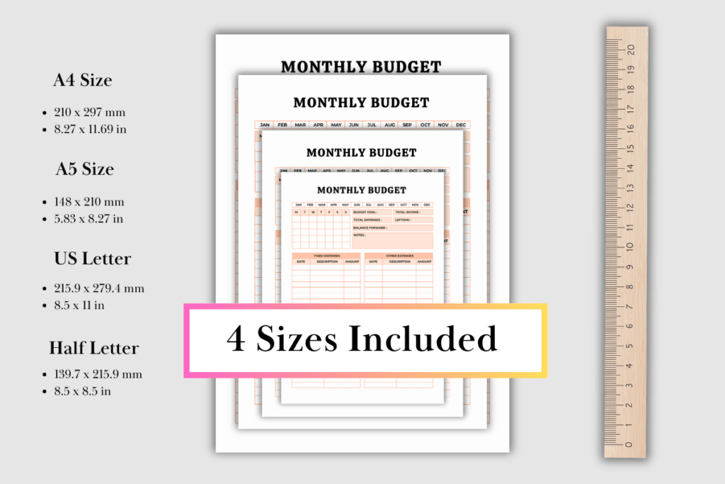 Printable budget planner bundle with 14 designs in four paper sizes preview 1