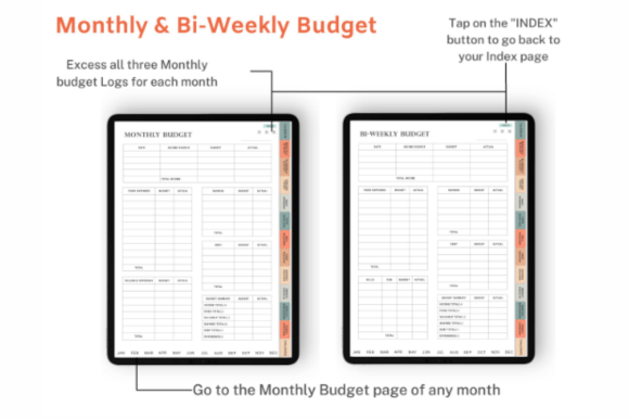 Hyperlinked digital budget planner for GoodNotes with monthly, weekly, and savings trackers preview 2