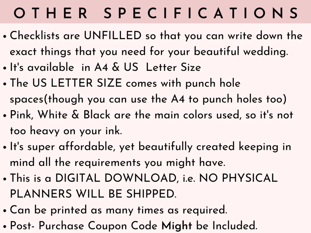 Printable wedding planner binder with checklists, budgets, vendors and seating charts preview 4