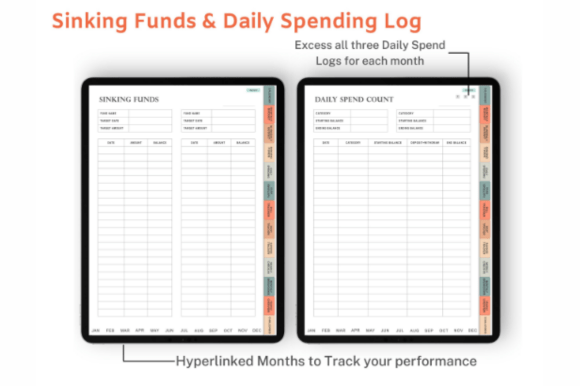 Hyperlinked digital budget planner for GoodNotes with monthly, weekly, and savings trackers preview 3