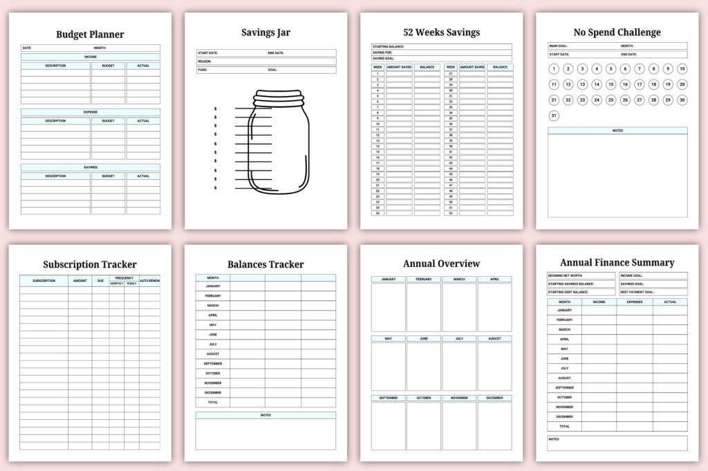 Budget planner Canva template with KDP-ready PDF and printable US Letter pages preview 2