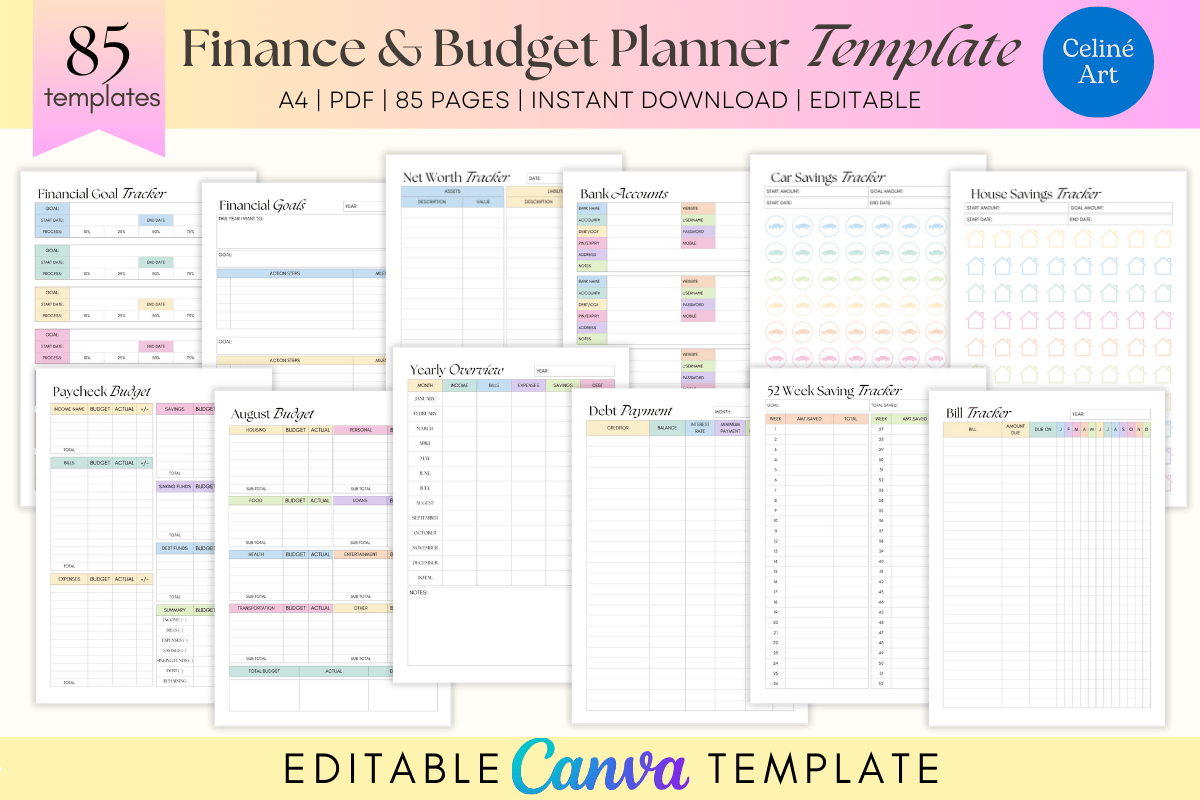 Canva Finance & Budget Planner Template (Editable)