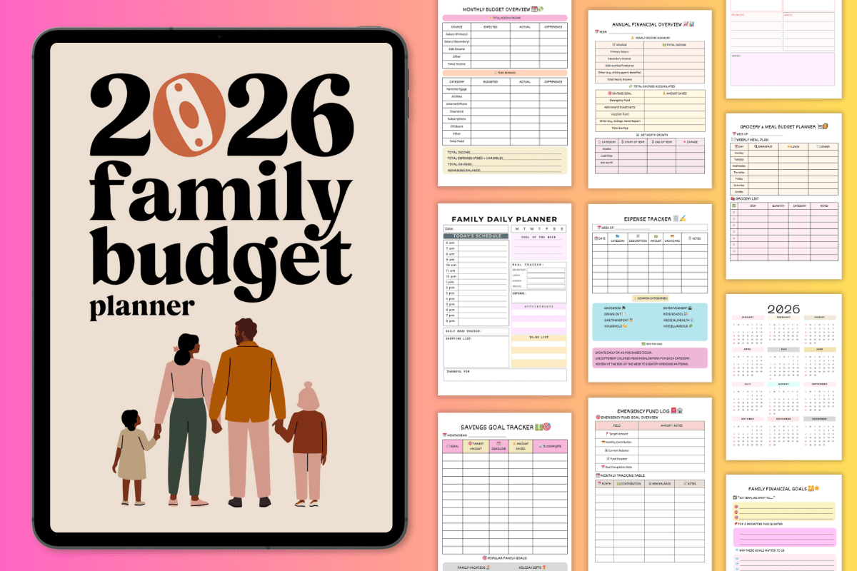 2026 Family Budget Planner (Printable PDF + Canva)