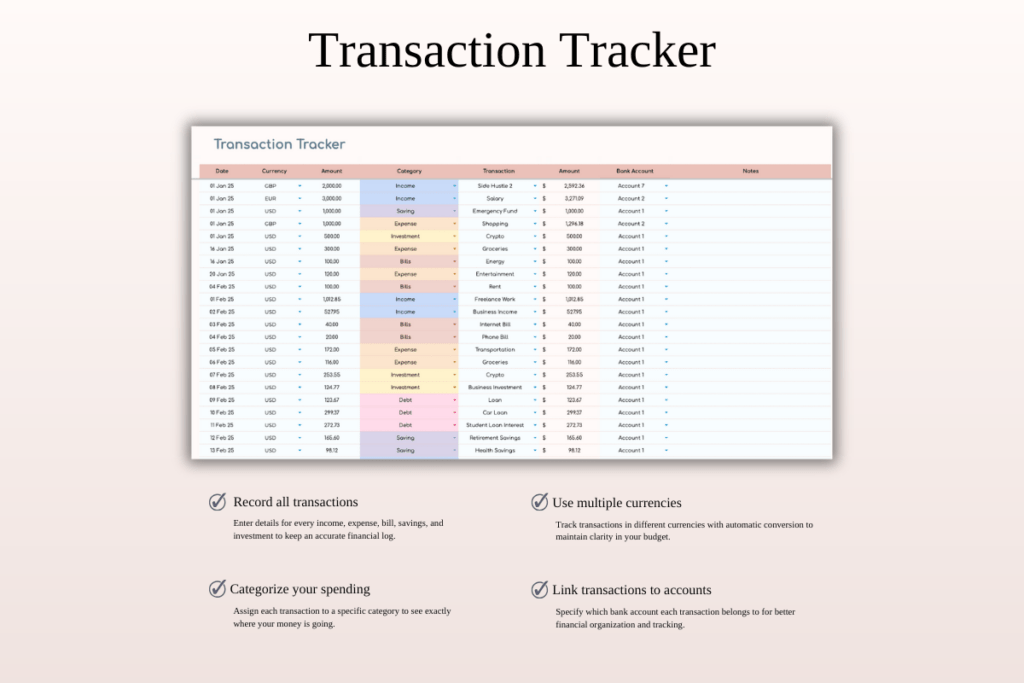 Annual budget spreadsheet template for Excel and Google Sheets with reports and automated calculations preview 3