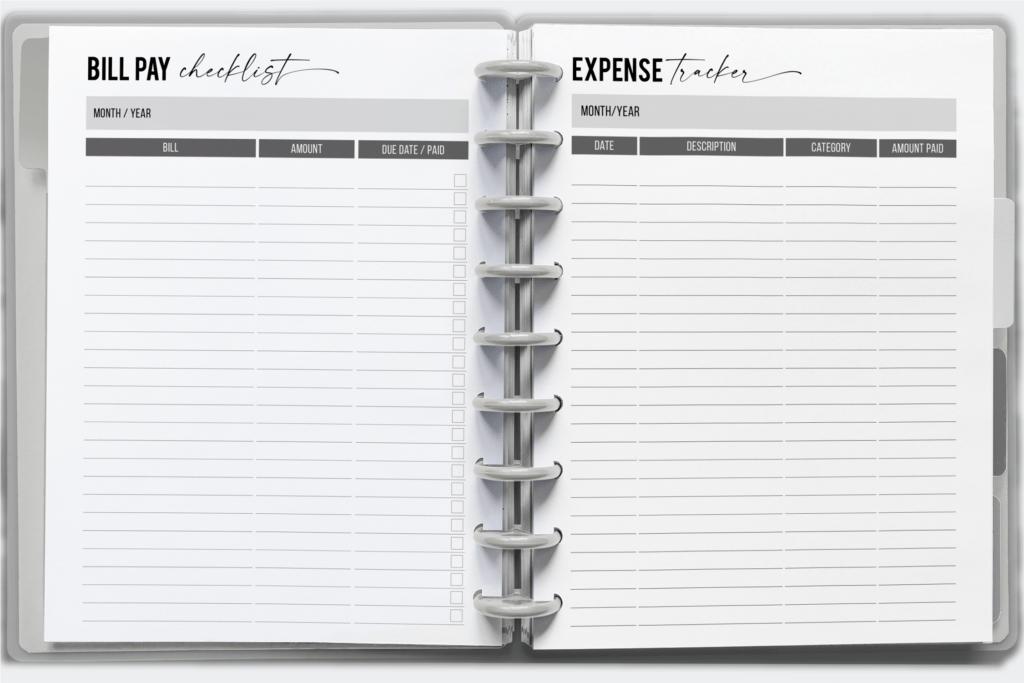 Letter-size printable budget planner PDF pages with trackers, budgets, and cash envelopes preview 3