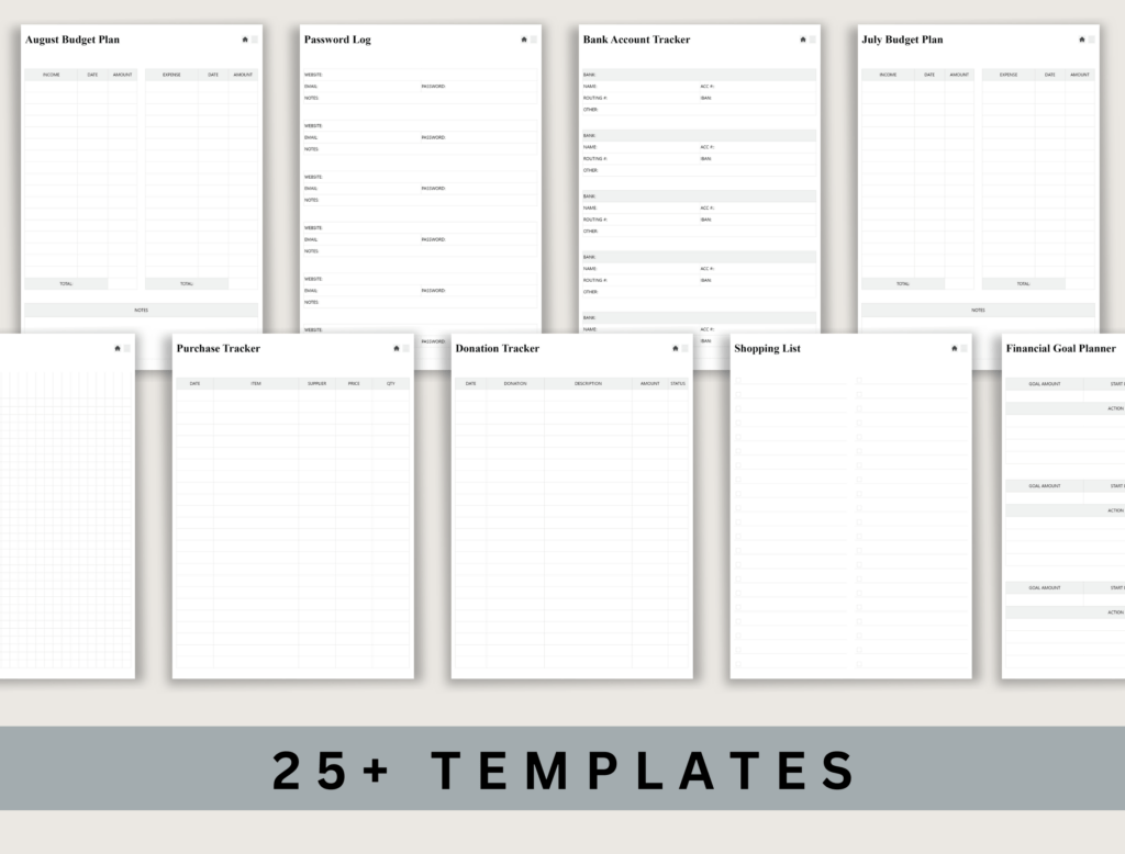 Budget planner PDF for reMarkable 2 with clean minimal pages preview 3