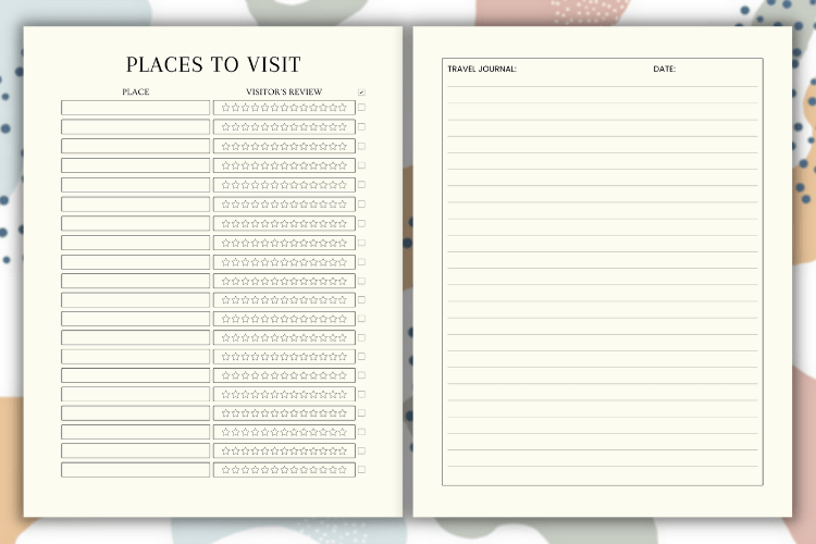 Travel planner interior PDF for KDP, 8.5x11, 110 no-bleed pages preview 2