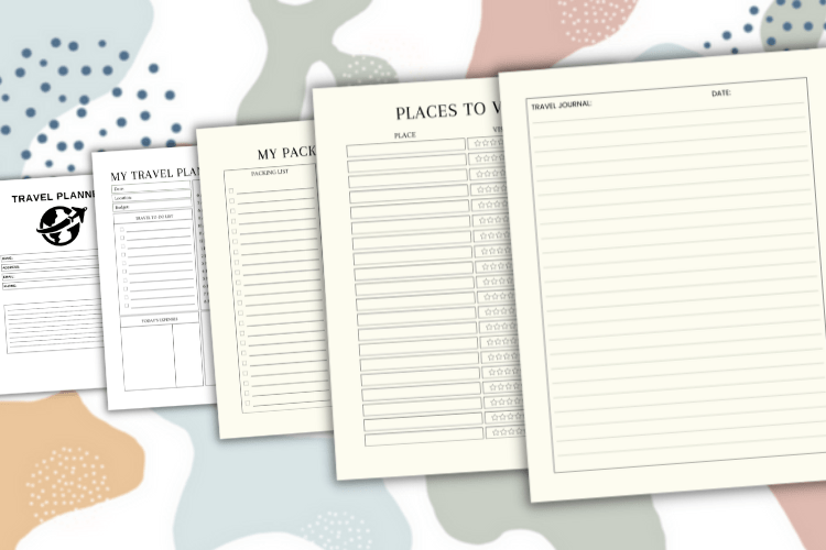 Travel planner interior PDF for KDP, 8.5x11, 110 no-bleed pages preview 3