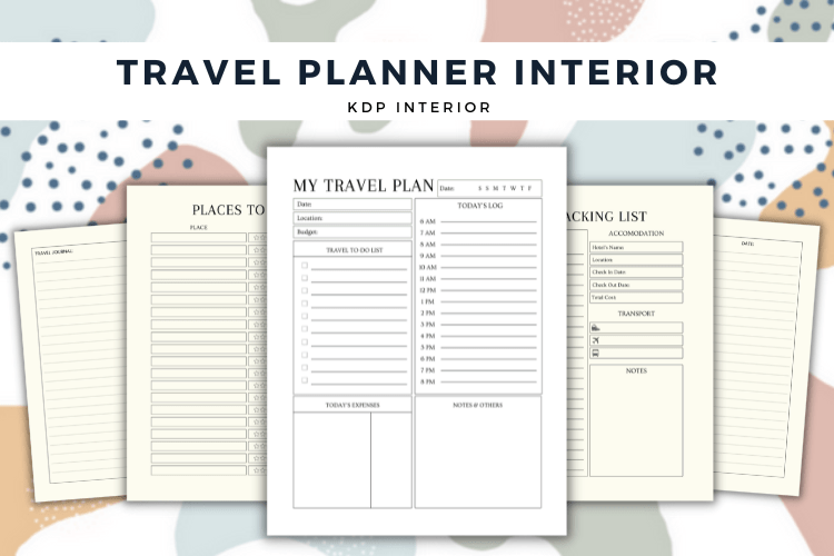 Travel Planner Interior for KDP – 8.5×11, 110 Pages (No Bleed)
