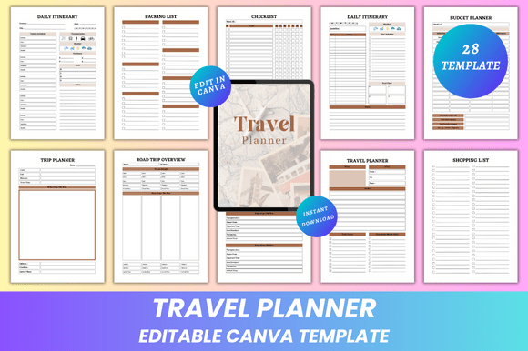 Travel Planner KDP Interior – Editable Canva Template