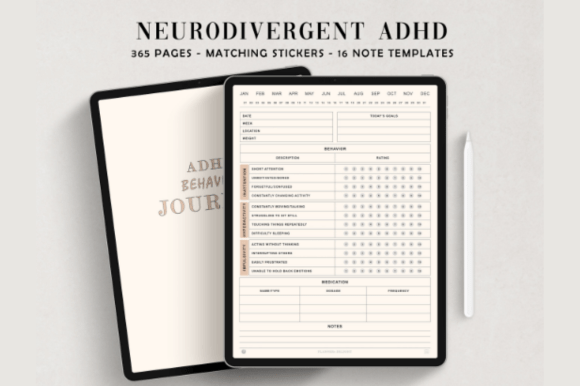 ADHD Digital Journal for GoodNotes (Undated, Hyperlinked)