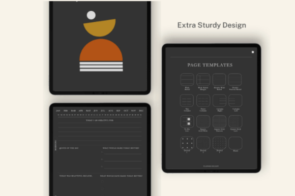 Dark mode digital gratitude journal for GoodNotes with hyperlinked 365 pages preview 1