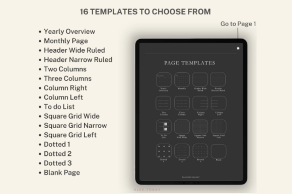 Dark mode digital gratitude journal for GoodNotes with hyperlinked 365 pages preview 5