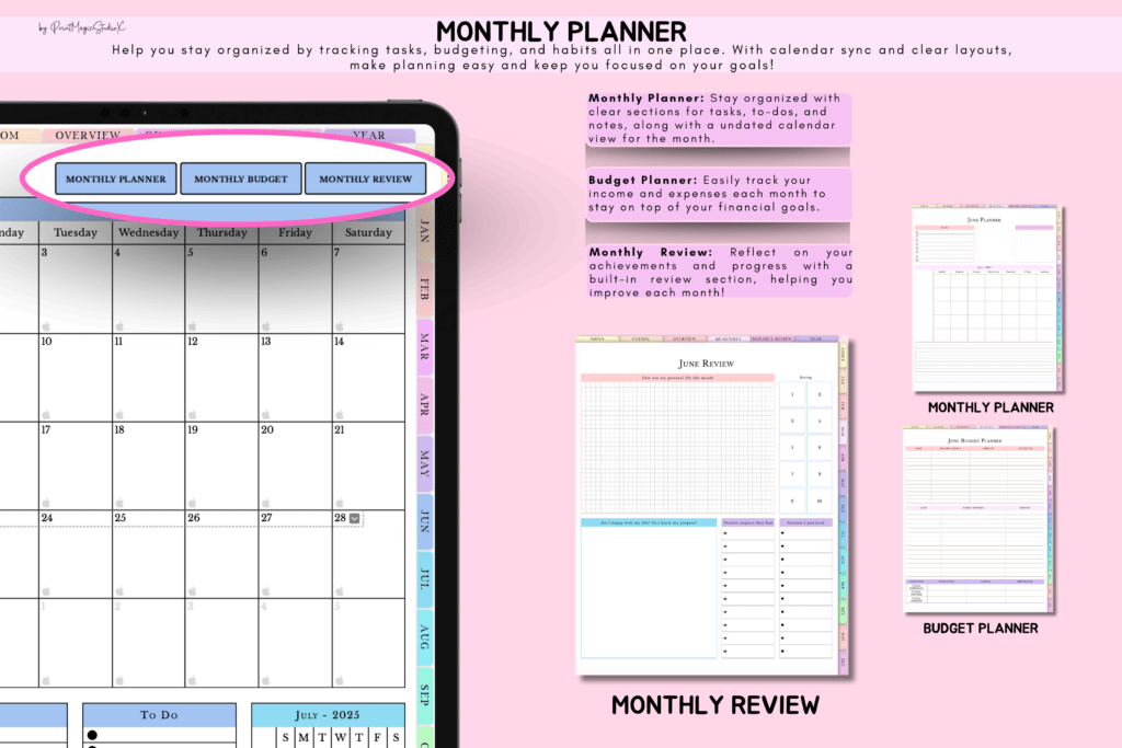 Portrait daily digital planner PDF, 2025-2027, hyperlinked for GoodNotes preview 4