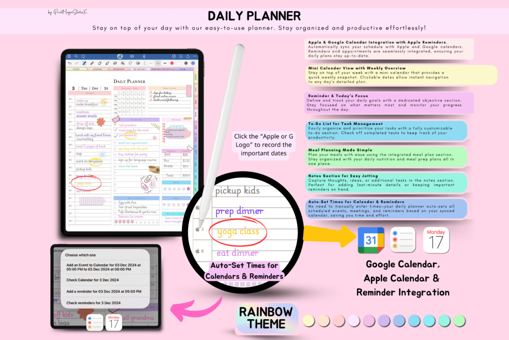 Portrait daily digital planner PDF, 2025-2027, hyperlinked for GoodNotes preview 2