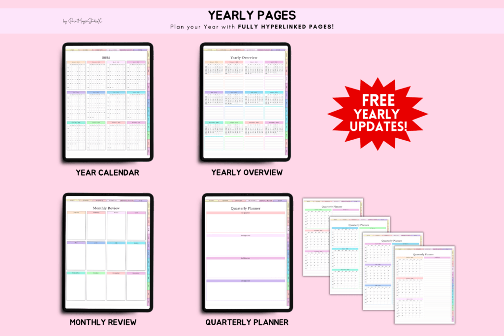 Portrait daily digital planner PDF, 2025-2027, hyperlinked for GoodNotes preview 5