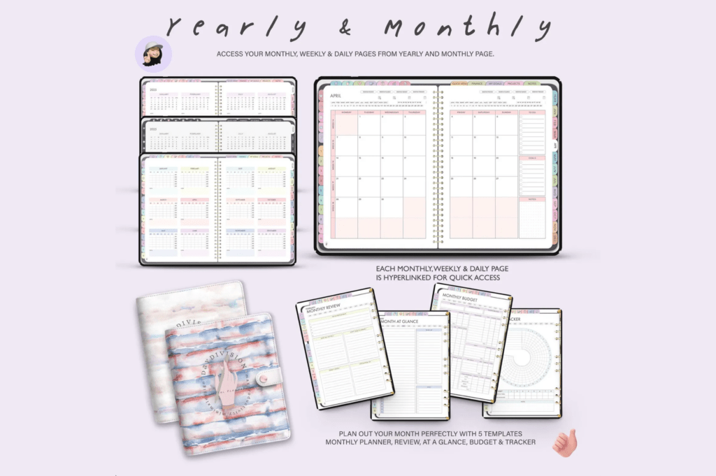 Hyperlinked 2025-2026 undated digital planner PDF for GoodNotes on iPad and Android preview 2