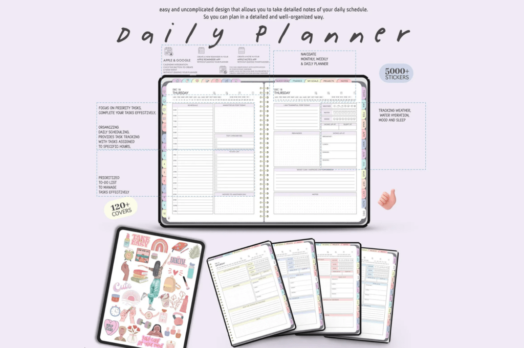 Hyperlinked 2025-2026 undated digital planner PDF for GoodNotes on iPad and Android preview 5