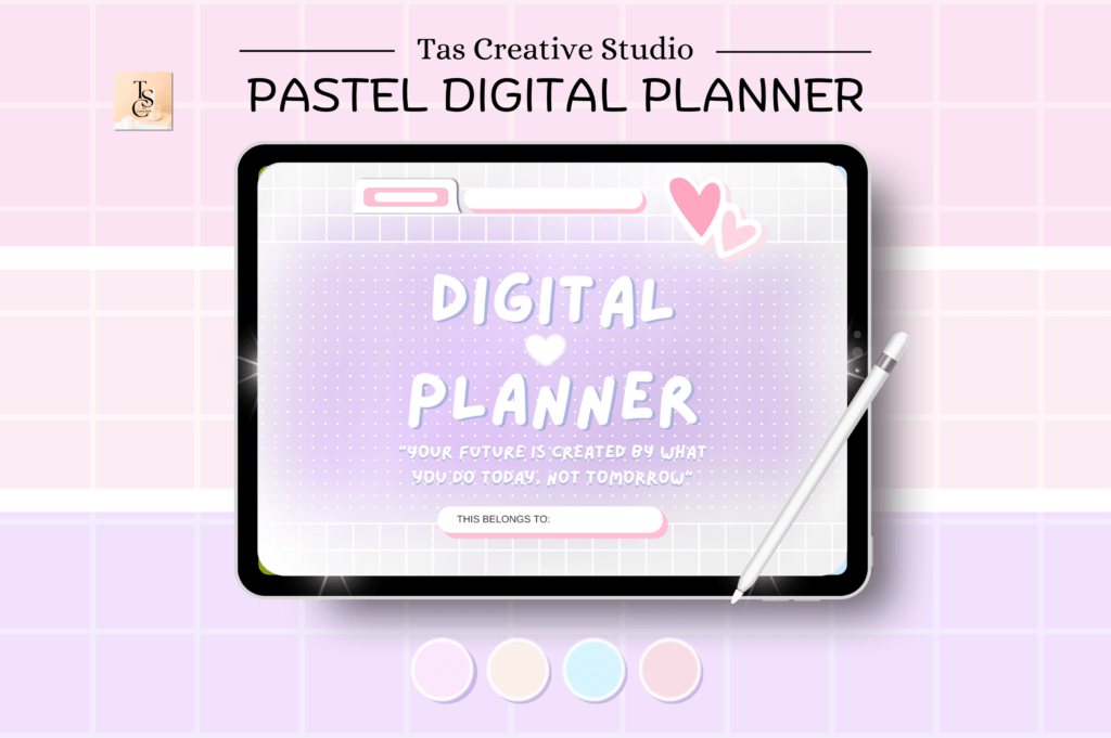 ADHD undated digital planner for GoodNotes with hyperlinked daily, weekly, monthly pages preview 3