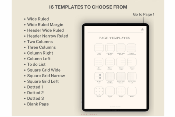 Undated digital daily planner for GoodNotes with hyperlinked pages and stickers preview 5