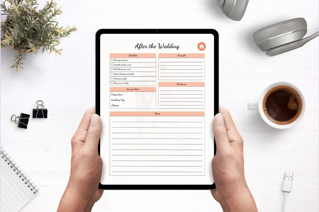 Editable Canva digital wedding planner for iPad with hyperlinked index pages preview 3