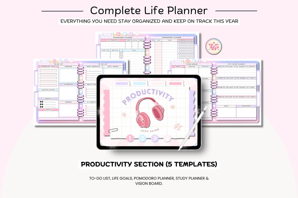 Hyperlinked undated digital planner template for Canva and GoodNotes preview 5