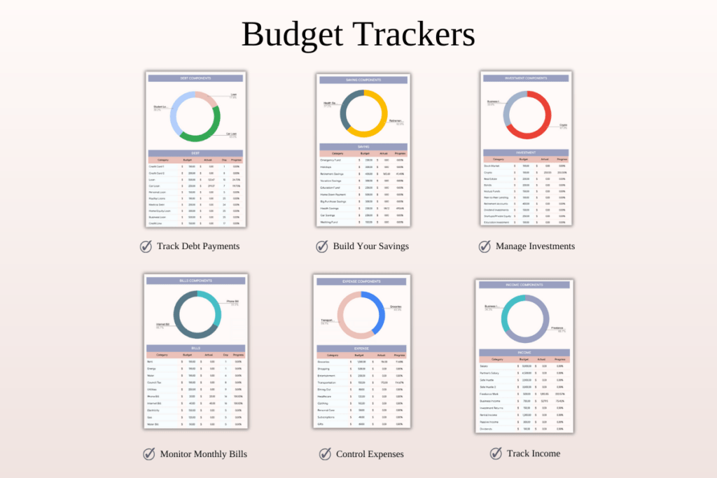 Budget by paycheck spreadsheet for Excel and Google Sheets with bill tracker preview 3
