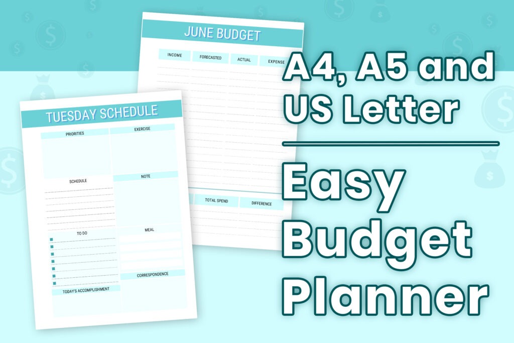 A4 printable budget planner PDF with monthly, weekly, and savings trackers preview 3