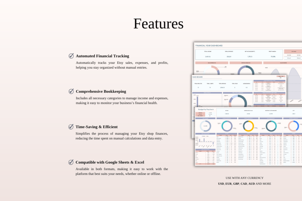 Excel and Google Sheets freelancer finance toolkit with bookkeeping, budget, and CRM templates preview 1
