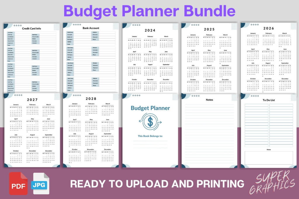 Editable Canva budget planner template bundle, 76 printable US Letter pages preview 3