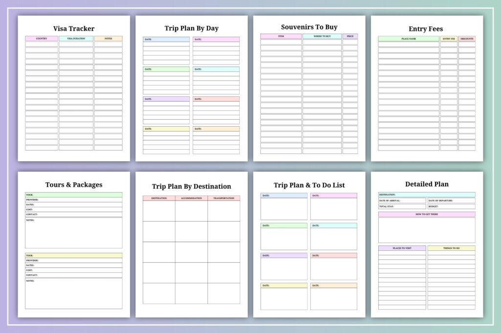 Minimal travel planner and journal pages, Canva editable, KDP-ready PDF preview 3