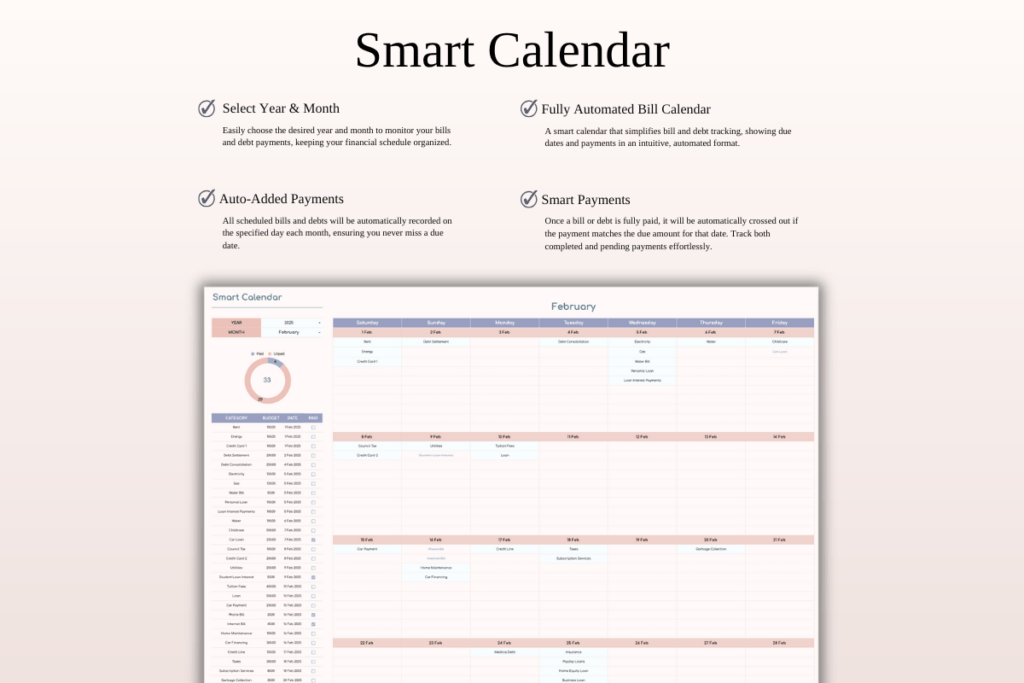 Monthly budget spreadsheet template for Excel and Google Sheets with dashboards preview 5
