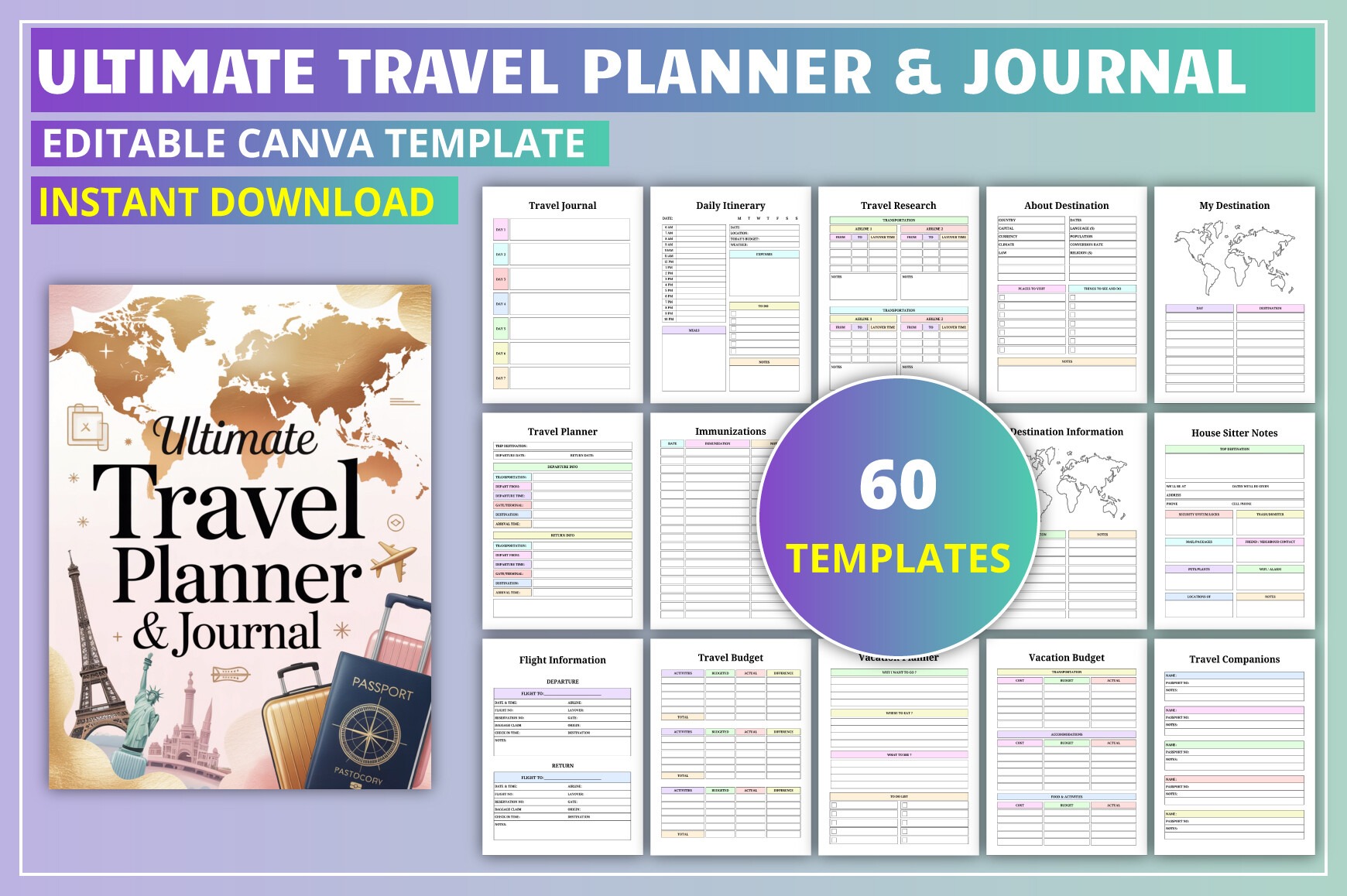 Ultimate Travel Planner & Journal Template (Canva + KDP PDF)