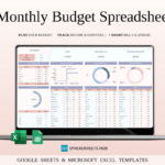 Monthly Budget Spreadsheet for Excel & Google Sheets