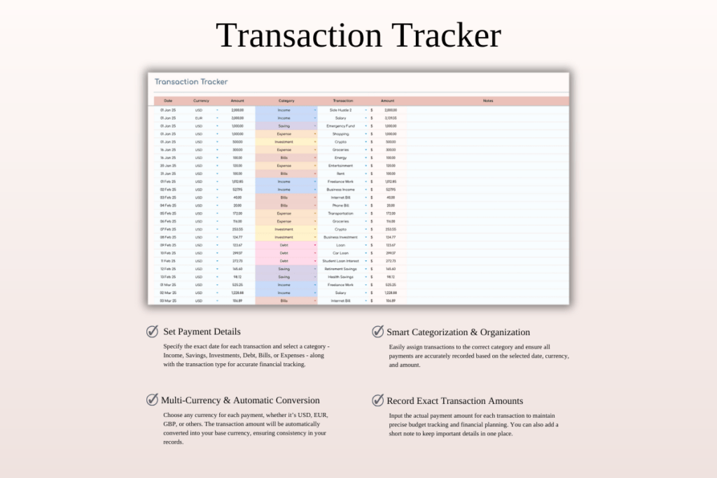 Monthly budget spreadsheet template for Excel and Google Sheets with dashboards preview 4