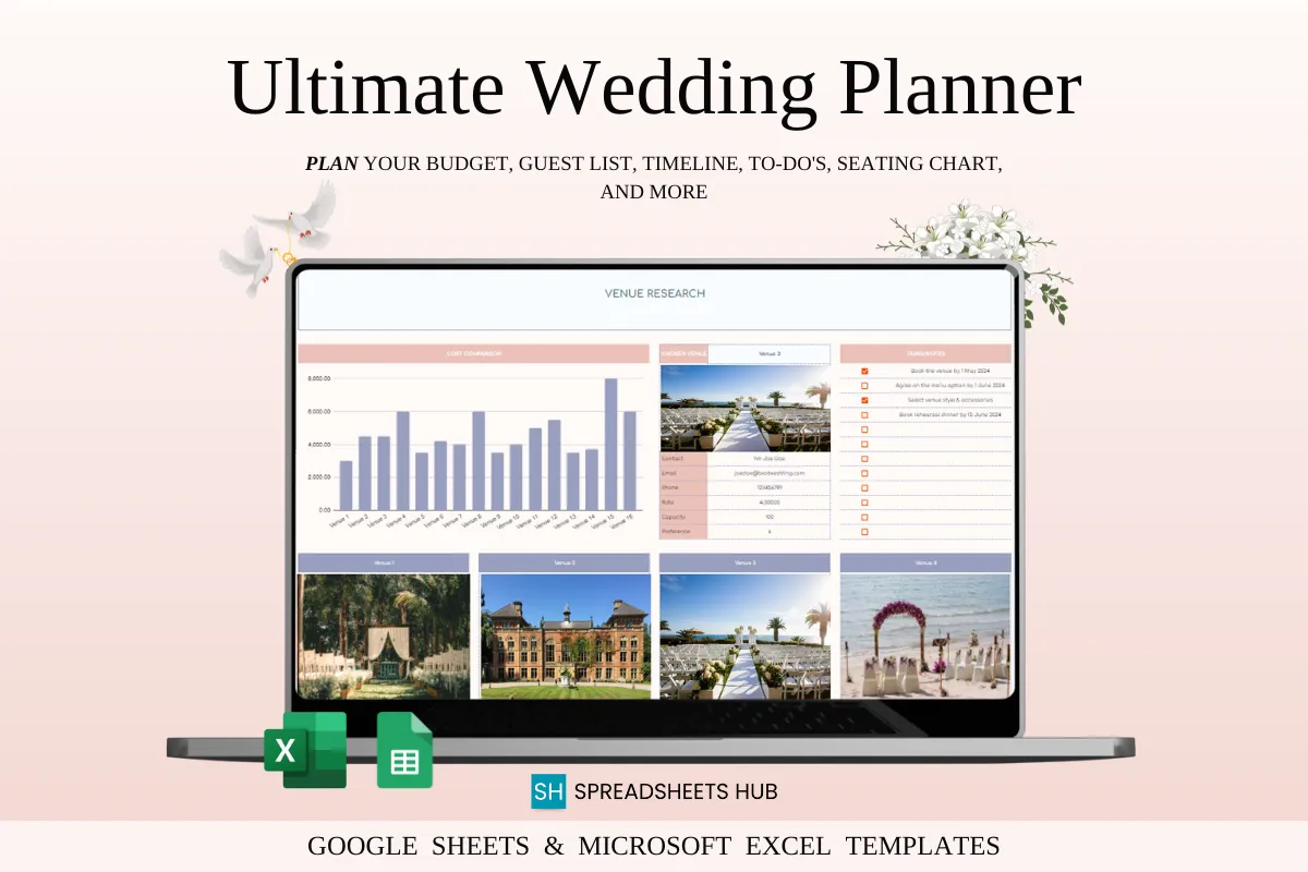 All-in-One Wedding Planner Spreadsheet (Excel & Google Sheets)