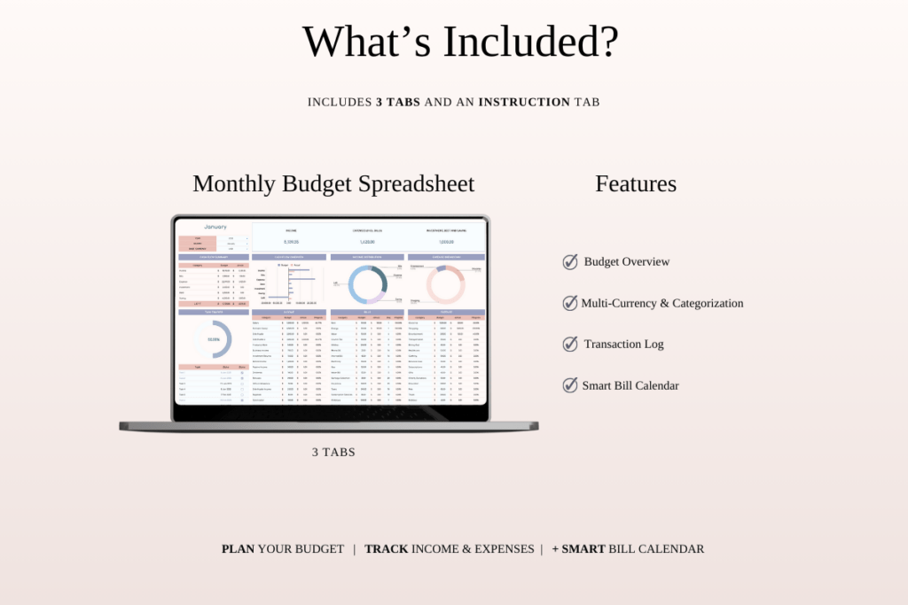 Zero-based budgeting spreadsheet bundle for Excel and Google Sheets templates preview 5