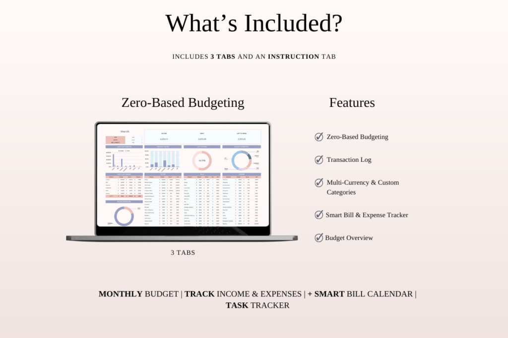 Zero-based budgeting spreadsheet bundle for Excel and Google Sheets templates preview 3