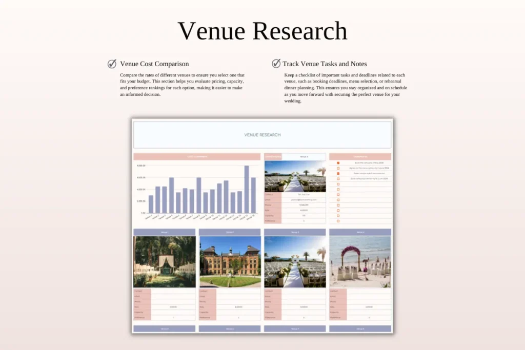 All-in-one wedding planner spreadsheet template for Excel and Google Sheets preview 5